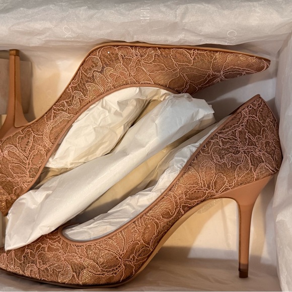 Jimmy Choo Agnes Lace Heels in Tan - Picture 7 of 10